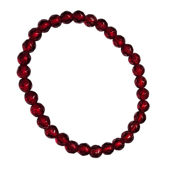 Retro Faceted Red Beaded Stretch Bracelet Minimalist Fashion Jewelry Women - Picture 1 of 3